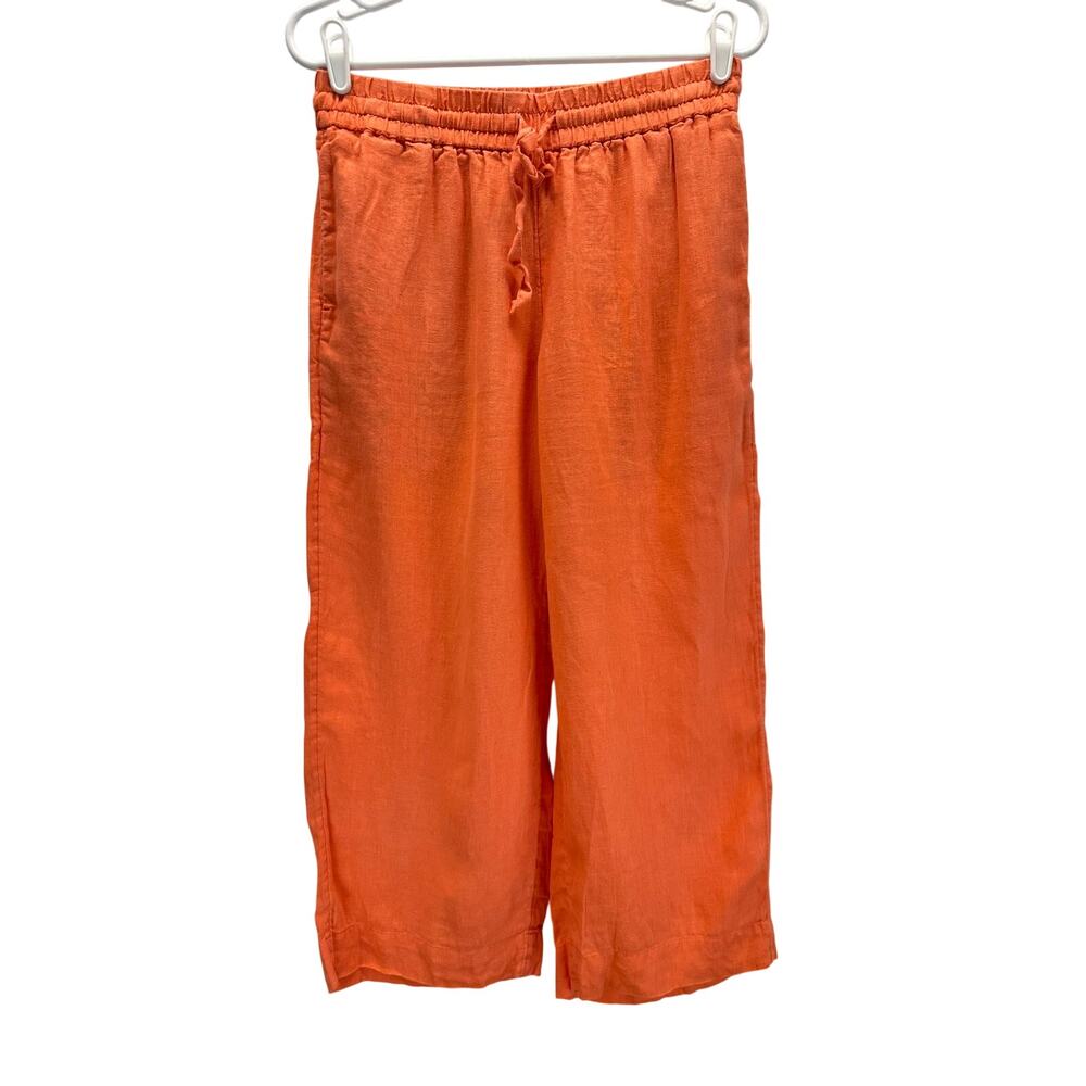J. Crew Wide Leg Seaside Pants in Linen Orange Small Resortwear Vacation